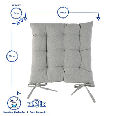 Harbour Housewares - Square Garden Chair Seat Cushions - Grey - Pack of 6 - 3