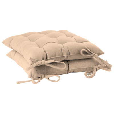 Harbour Housewares Square Garden Chair Seat Cushions - Natural - Pack of 2
