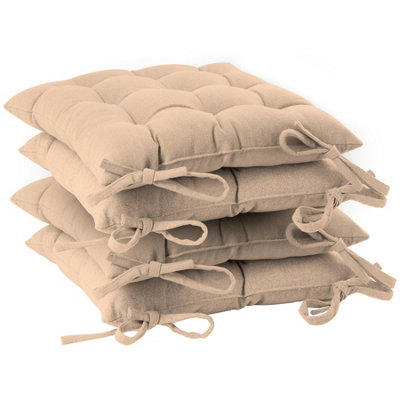 Harbour Housewares Square Garden Chair Seat Cushions - Natural - Pack of 4