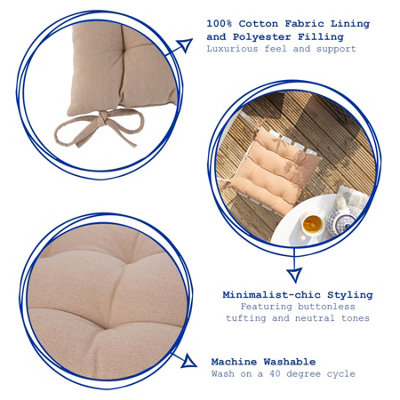 Harbour Housewares - Square Garden Chair Seat Cushions - Natural - Pack of 4
