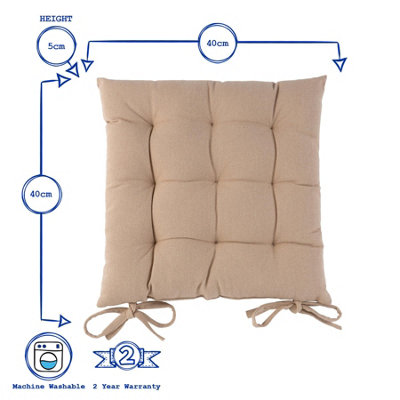 Harbour Housewares - Square Garden Chair Seat Cushions - Natural - Pack of 4 - 3