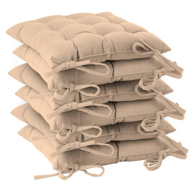 Harbour Housewares Square Garden Chair Seat Cushions - Natural - Pack of 6