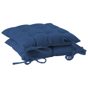 Harbour Housewares - Square Garden Chair Seat Cushions - Navy - Pack of 2