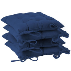 Harbour Housewares - Square Garden Chair Seat Cushions - Navy - Pack of 4