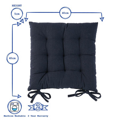 Harbour Housewares - Square Garden Chair Seat Cushions - Navy - Pack of 4 - 3