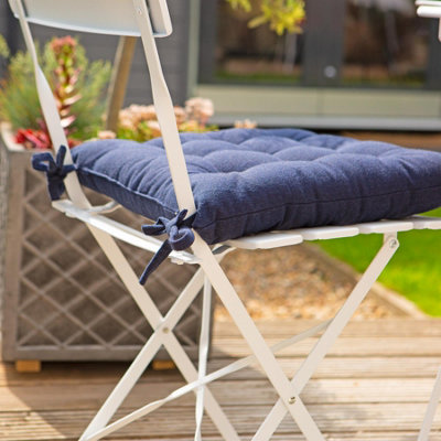 Harbour Housewares - Square Garden Chair Seat Cushions - Navy - Pack of 4 - 7