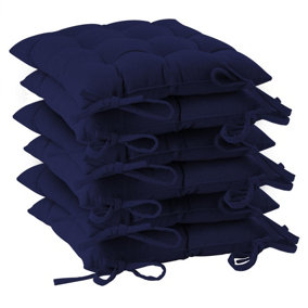 Harbour Housewares - Square Garden Chair Seat Cushions - Navy - Pack of 6