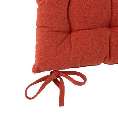 Harbour Housewares - Square Garden Chair Seat Cushions - Paprika - Pack of 2