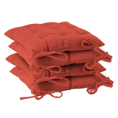Harbour Housewares - Square Garden Chair Seat Cushions - Paprika - Pack of 4