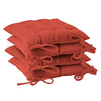 Harbour Housewares - Square Garden Chair Seat Cushions - Paprika - Pack of 4