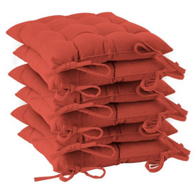 Harbour Housewares - Square Garden Chair Seat Cushions - Paprika - Pack of 6