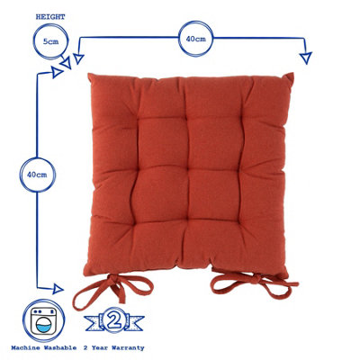 Harbour Housewares - Square Garden Chair Seat Cushions - Paprika - Pack of 6 - 3