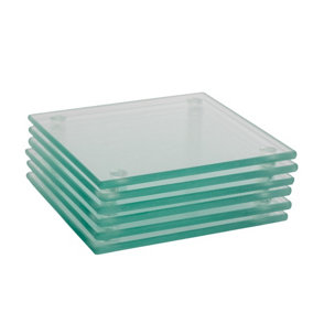 Harbour Housewares - Square Glass Coasters - 10cm - Clear - Pack of 6