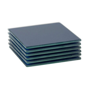 Harbour Housewares - Square Glass Coasters - 10cm - Hague Blue - Pack of 6