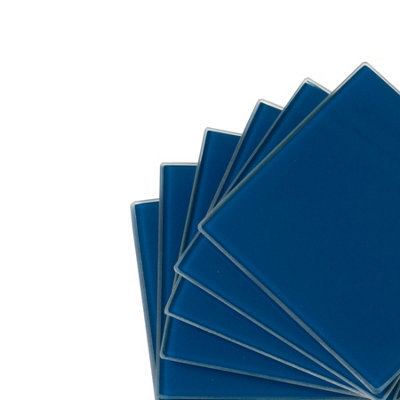 Harbour Housewares - Square Glass Coasters - 10cm - Hague Blue - Pack of 6 - 4