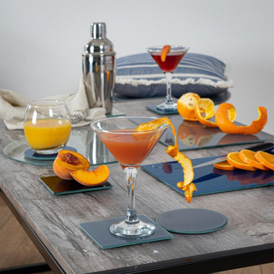 Harbour Housewares - Square Glass Coasters - 10cm - Hague Blue - Pack of 6 - 6