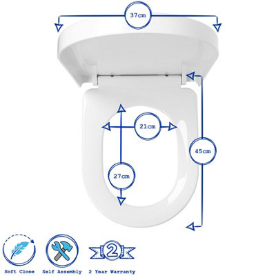 Harbour Housewares Square Soft Close Toilet Seats - White - Pack of 2 - 3