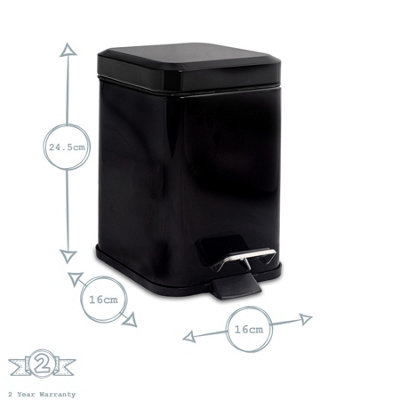 Harbour Housewares - Square Toilet Brush & Bin Set - Black - 6