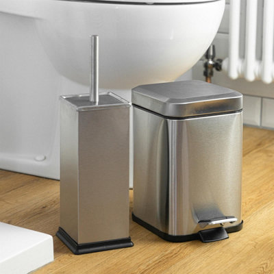 Harbour Housewares - Square Toilet Brush - Brushed Metal - 5