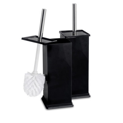 Harbour Housewares Square Toilet Brushes - Black - Pack of 2