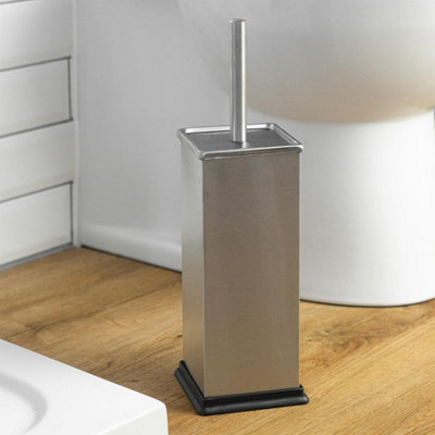 Harbour Housewares - Square Toilet Brushes - Brushed Metal - Pack of 2 - 4