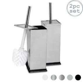 Harbour Housewares - Square Toilet Brushes - Chrome - Pack of 2