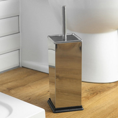 Harbour Housewares - Square Toilet Brushes - Chrome - Pack of 2