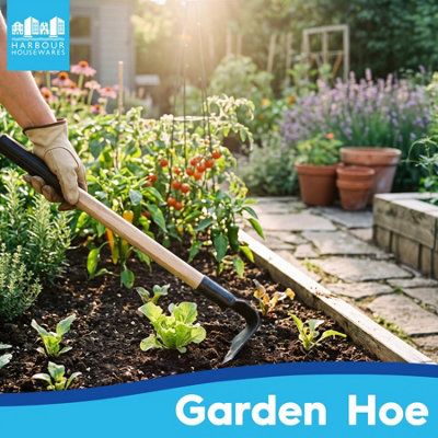 Harbour Housewares Steel Garden Hand Hoe - 43cm - Wood Handle Azada ...