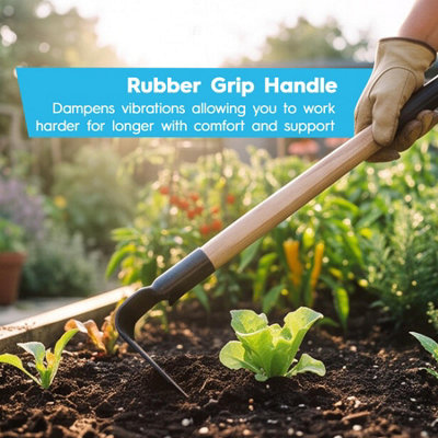 Harbour Housewares Steel Garden Hand Hoe - 43cm - Wood Handle Azada ...