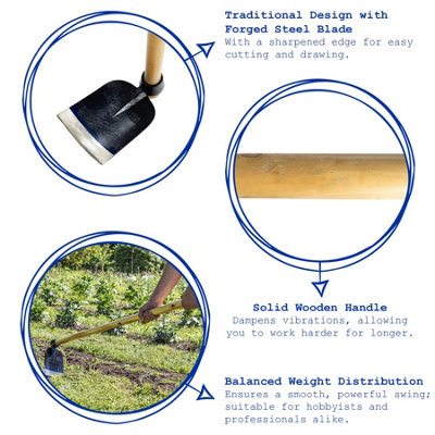 Harbour Housewares Steel Garden Hoe - 110cm - Natural