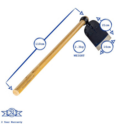 Harbour Housewares - Steel Garden Hoe - 110cm - Natural - 3