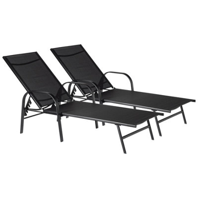 Harbour Housewares - Sussex Garden Sun Lounger Bed - Black - 2pc