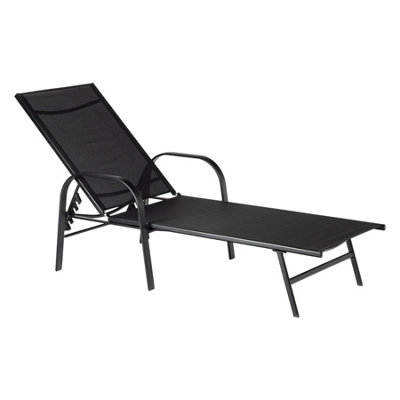 Harbour Housewares - Sussex Garden Sun Lounger Bed - Black