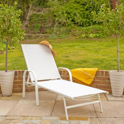 Harbour Housewares - Sussex Garden Sun Lounger Bed - White - 2pc - 7