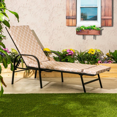 Harbour Housewares - Sussex Sun Lounger Cushion - Beige Moroccan - 4