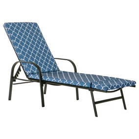 Harbour Housewares - Sussex Sun Lounger Cushion - Navy Moroccan