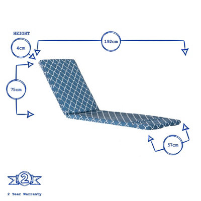 Harbour Housewares - Sussex Sun Lounger Cushion - Navy Moroccan - 3