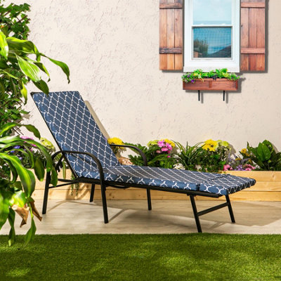 Harbour Housewares - Sussex Sun Lounger Cushion - Navy Moroccan - 4