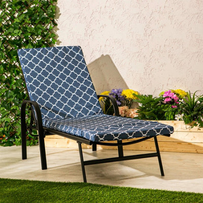 Harbour Housewares - Sussex Sun Lounger Cushion - Navy Moroccan - 5