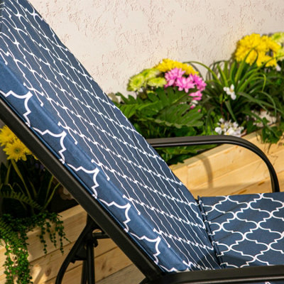 Harbour Housewares - Sussex Sun Lounger Cushion - Navy Moroccan - 7