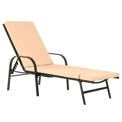Harbour Housewares - Sussex Sun Lounger & Cushion Set - Black/Beige