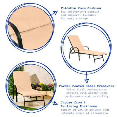 Harbour Housewares - Sussex Sun Lounger & Cushion Set - Black/Beige