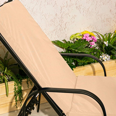 Harbour Housewares - Sussex Sun Lounger & Cushion Set - Black/Beige - 7