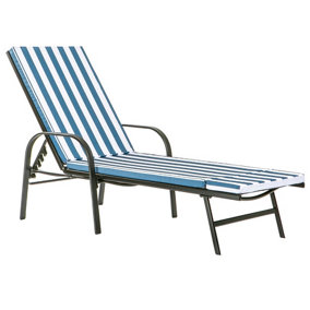 Harbour Housewares - Sussex Sun Lounger & Cushion Set - Black/Navy Stripe