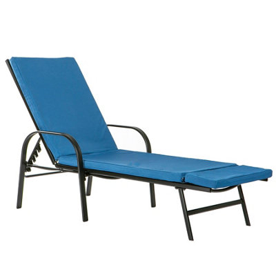 Harbour Housewares - Sussex Sun Lounger & Cushion Set - Black/Navy