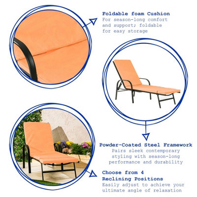Harbour Housewares - Sussex Sun Lounger & Cushion Set - Black/Terracotta