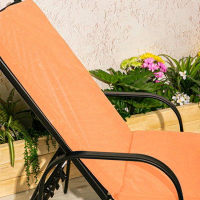 Harbour Housewares - Sussex Sun Lounger & Cushion Set - Black/Terracotta - 7