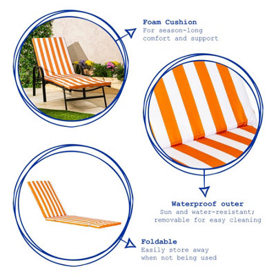 Harbour Housewares - Sussex Sun Lounger Cushion - Terracotta Stripe