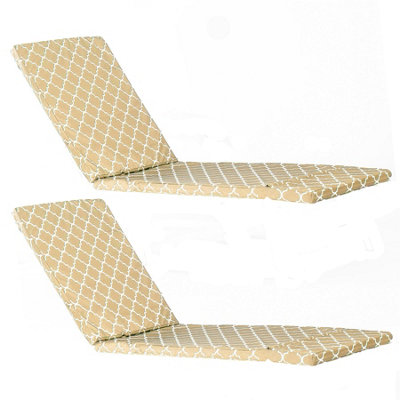 Harbour Housewares - Sussex Sun Lounger Cushions - Beige Moroccan - Pack of 2