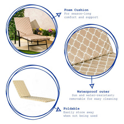 Harbour Housewares - Sussex Sun Lounger Cushions - Beige Moroccan - Pack of 2